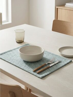 Textured cotton Light Blue Woven Placemat set of 4